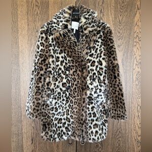 Joie tiaret leopard-printed faux fur coat